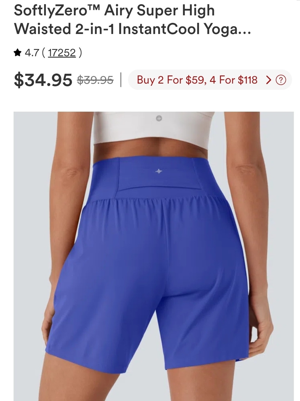 Set Of 3 Halara SoftlyZero High-Waisted 2-in-1 Active Shorts